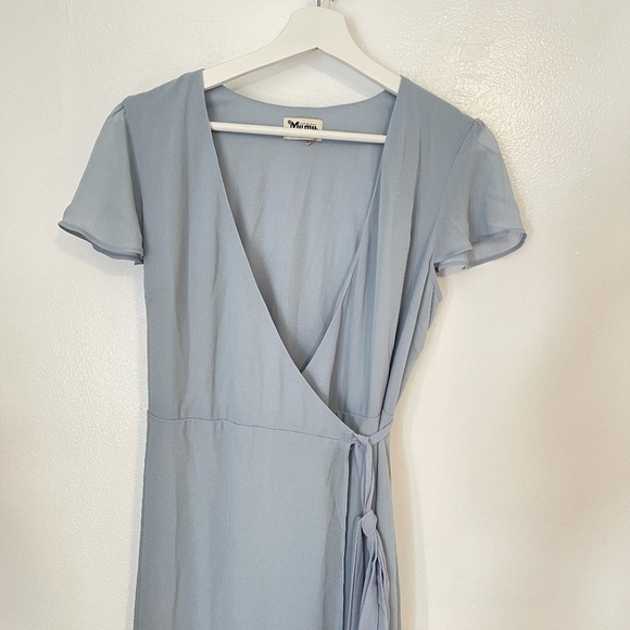SHOW ME YOUR MUMU Noelle Flutter Wrap Dress in Steel Blue Size Small - Picture 6 of 9